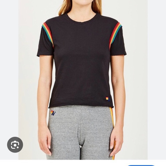 🌈 Aviator Nation Rainbow Shoulder Band Tee - Picture 2 of 10